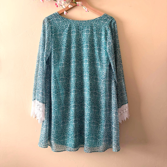 Show Me Your MuMu Portabella Crocheted Trim Swing Dress Turquoise Blue Revolve - Picture 4 of 7